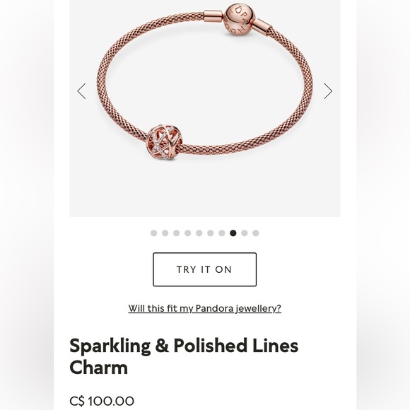 ROSE GOLD SPARKLING & POLISHED LINES CHARMS(X2)❤️WILL FIT ANY PANDORA BRACELET❤️ - Picture 8 of 8